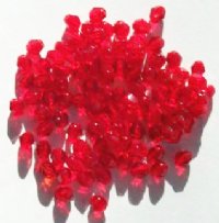 100 4mm Faceted Red Bicone Beads